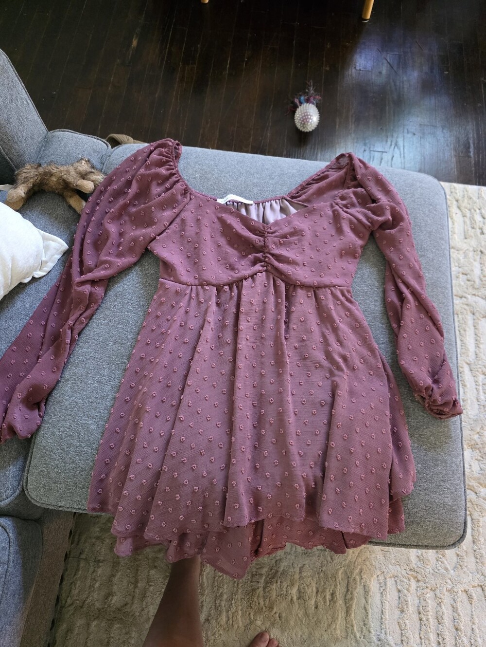 Altard State Mauve Puffed Sleeve Romper LG